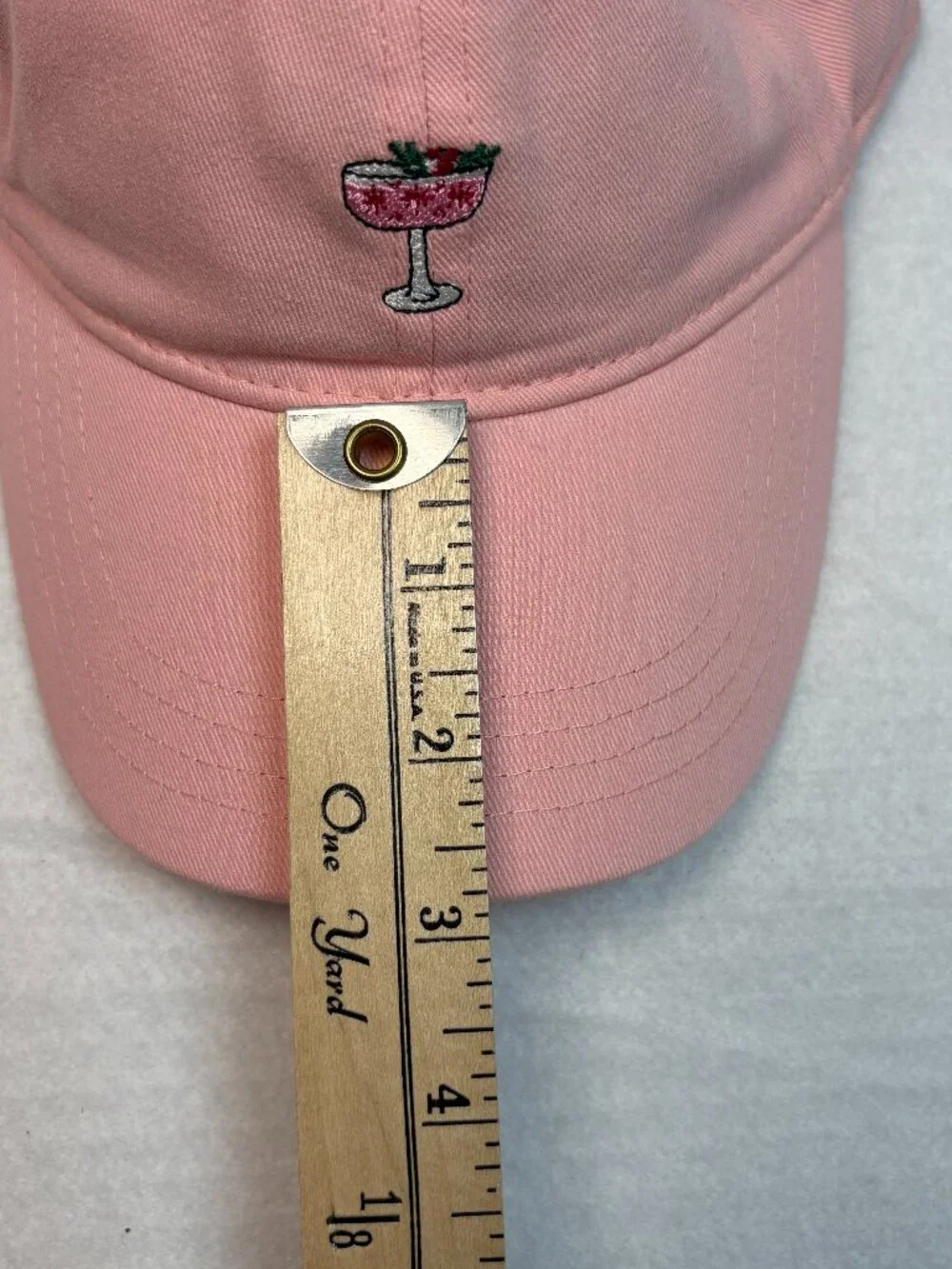 Frasier Sterling Martini Embroidered Baseball Cap Hat Pink Dad Hat Coquette Chic